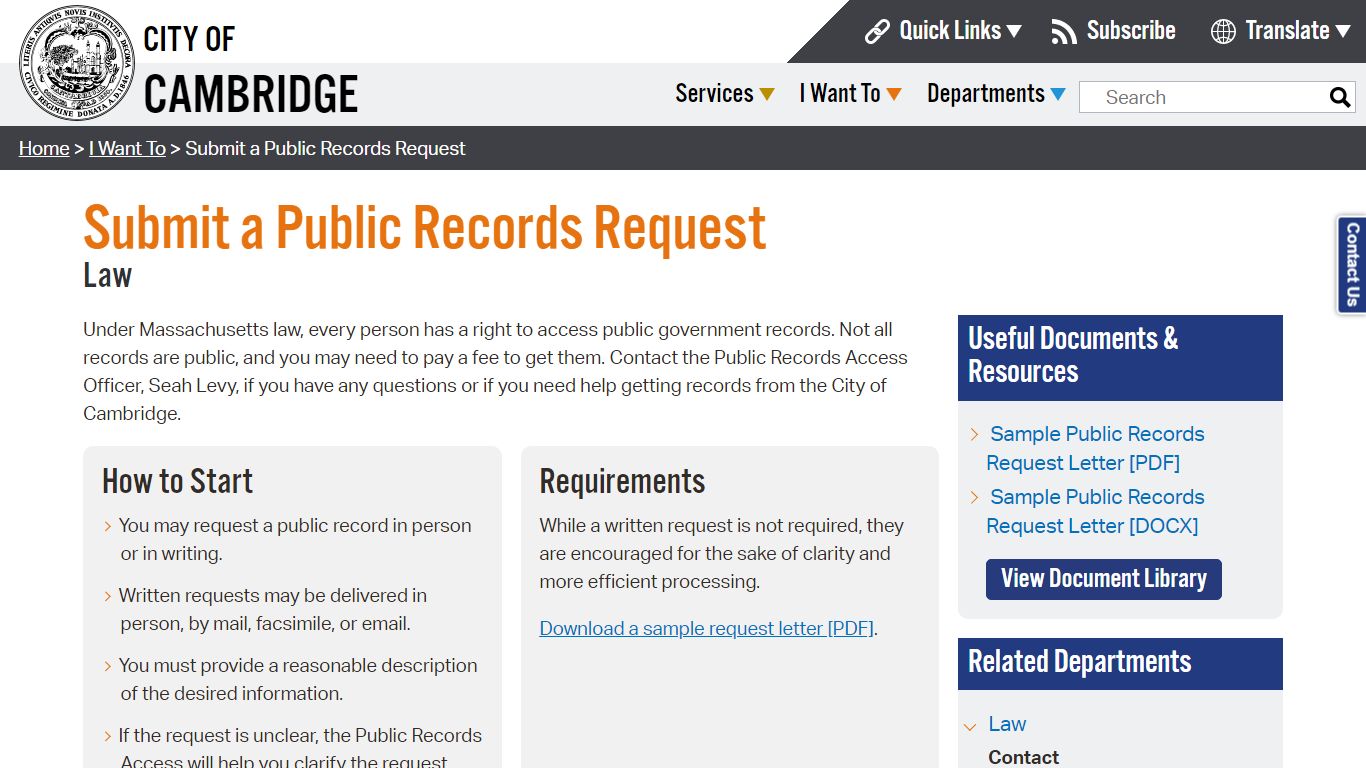 Submit a Public Records Request - City of Cambridge, MA